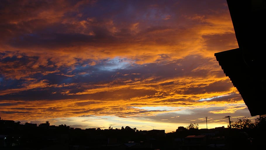 sunset, panoramic, dawn, sky, landscape, horizontal, summer HD wallpaper