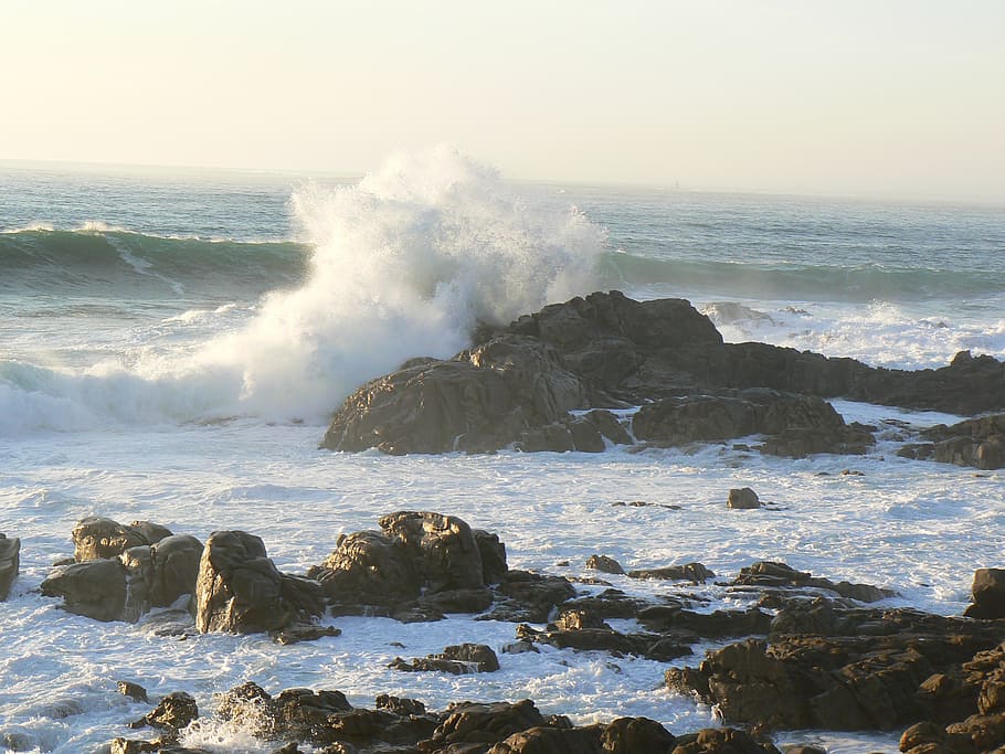 waves, rocks, sea, water, motion, rock - object, solid, beauty in nature HD wallpaper