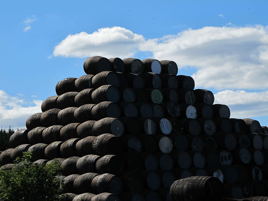 Barrels, Beverages, Storage, stack, sky, cloud - sky, agriculture HD wallpaper