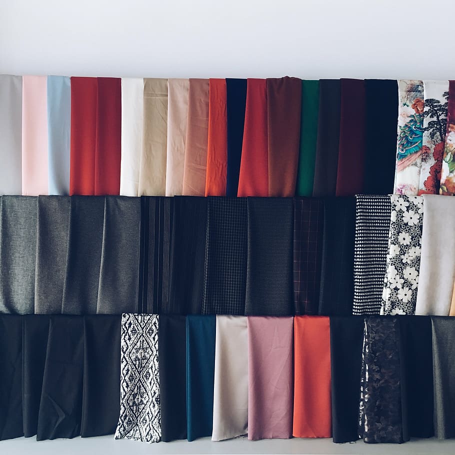 photo of assorted-color clothes, fabric, clothing, studio, textiles HD wallpaper