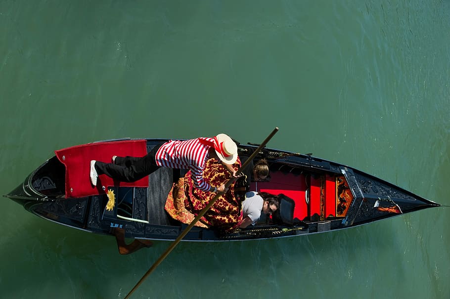 two men riding boat on body of water during day, three person riding a boat HD wallpaper