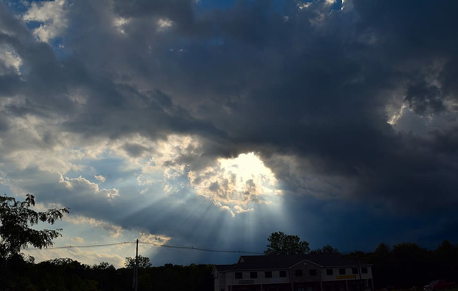 Sky, Sunlight, Dramatic, Clouds, Nature, blue, heaven, shine HD wallpaper
