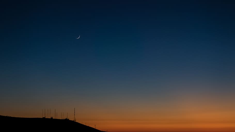 dark, sky, sunset, mountain, silhouette, moon, nature, scenics - nature HD wallpaper