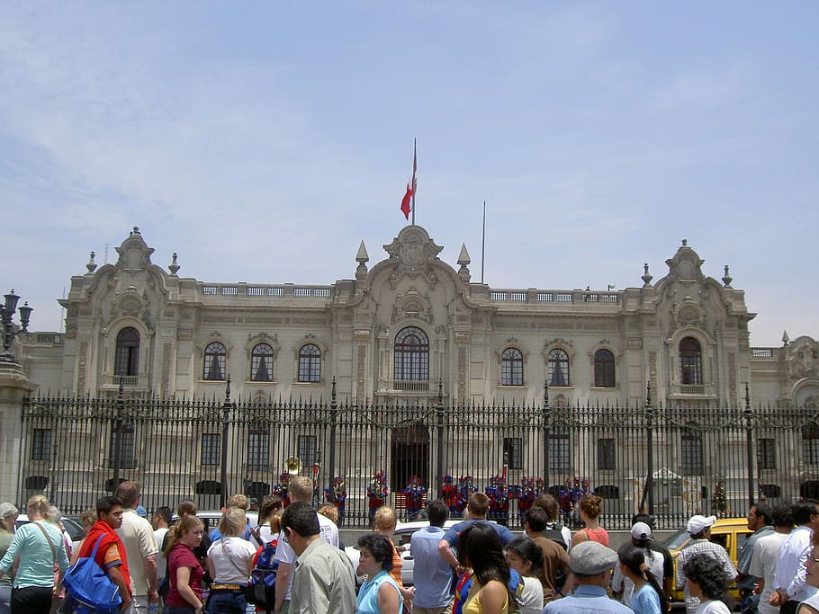 Photo of the Peruvian Palace during the Changing of the Guard in Lima, Peru