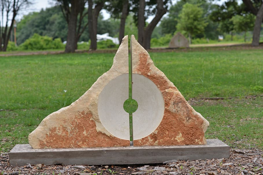 target, sculpture, austin, stone, art, plant, tree, nature HD wallpaper