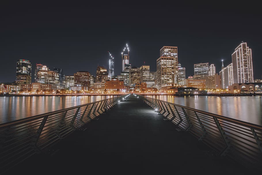 city buildings near body of water, architecture, infrastructure HD wallpaper