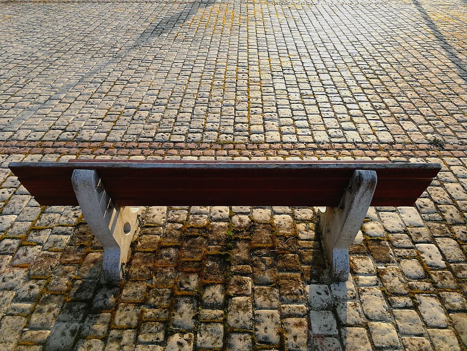 bench, paved, perspective, public bench, based, architecture HD wallpaper