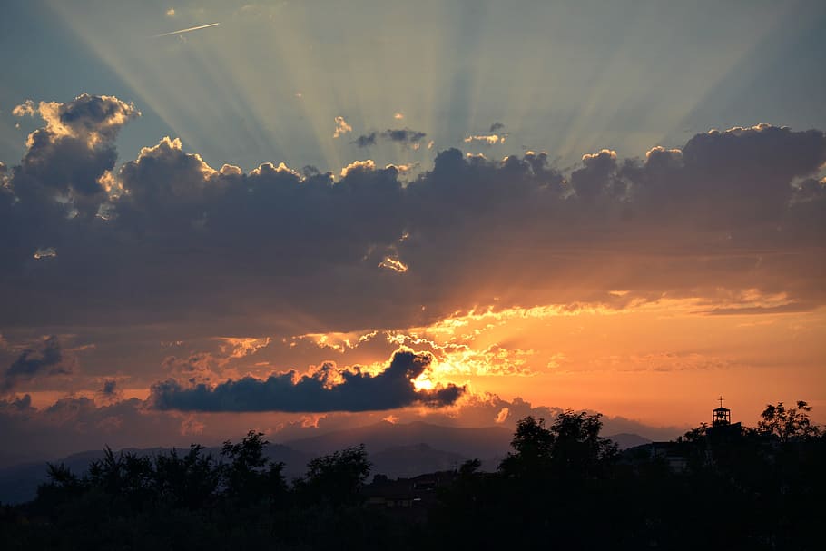 sunset, sky, clouds, cloud - sky, beauty in nature, scenics - nature HD wallpaper
