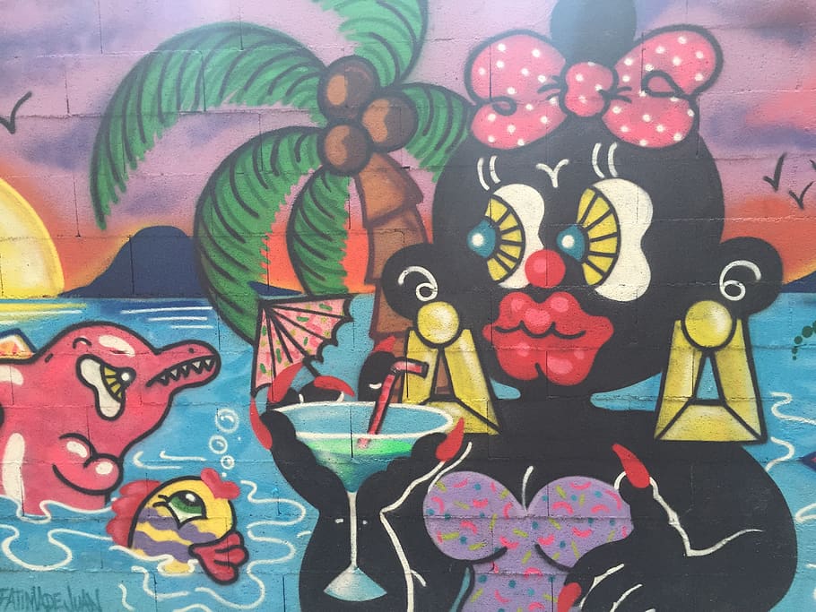 mural, art, graffity, graffiti, background, drink, glass, water HD wallpaper