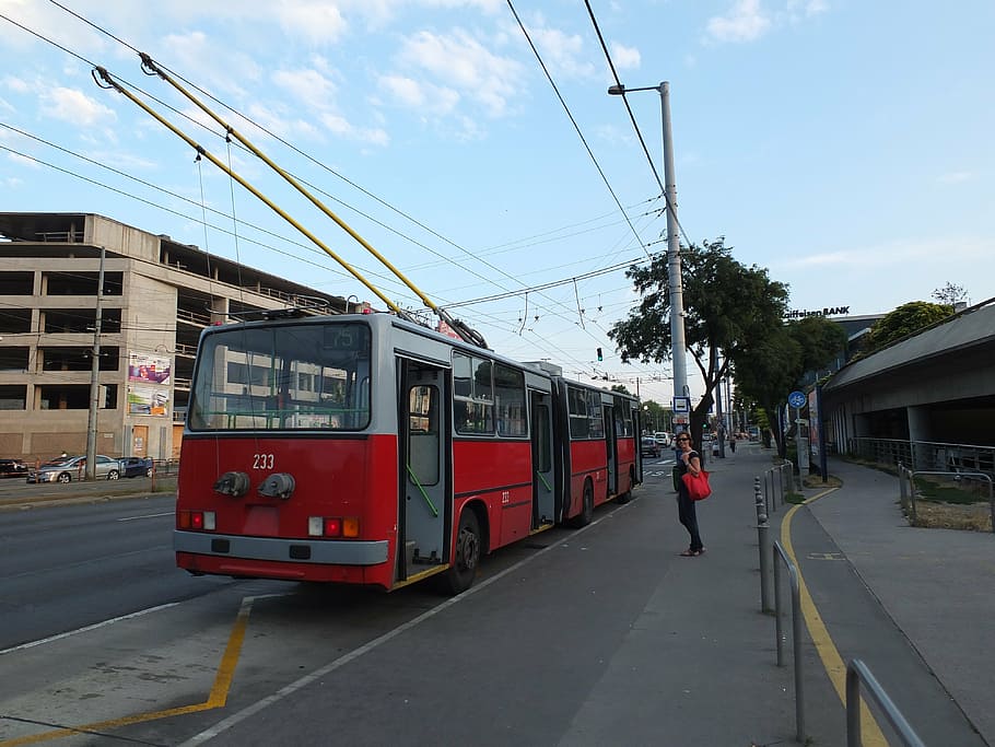 trolleybus, stop, budapest, city, public transportation, architecture HD wallpaper