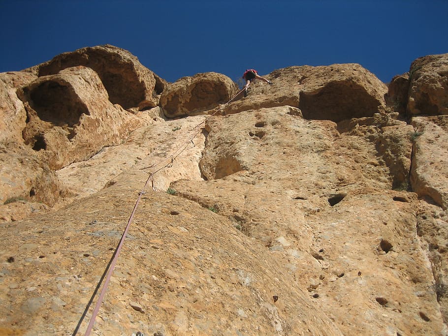 escalation, rock, sport, sky, solid, rock - object, leisure activity HD wallpaper