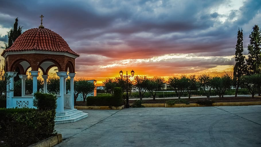 chapel, square, religion, architecture, christianity, sky, clouds HD wallpaper