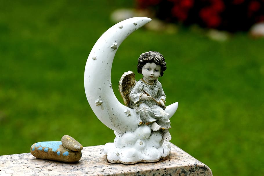 angel, mourning, reflection, cemetery, sculpture, hope, angel figure HD wallpaper