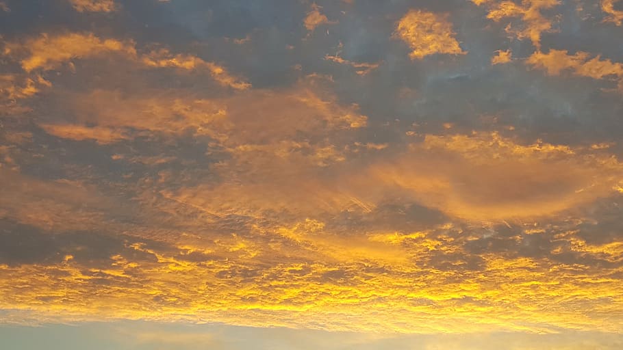 dusk, sunset, evening, scenic, sky, orange, nature, weather HD wallpaper