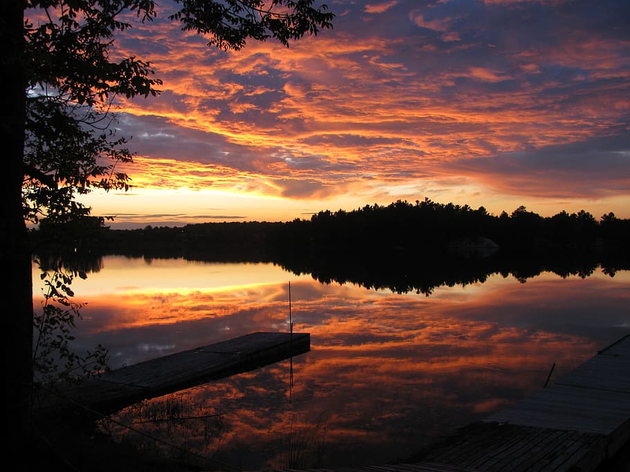 Clouds, Reflections, Evening, sunset sky, dusk, lake, cloud - sky HD wallpaper