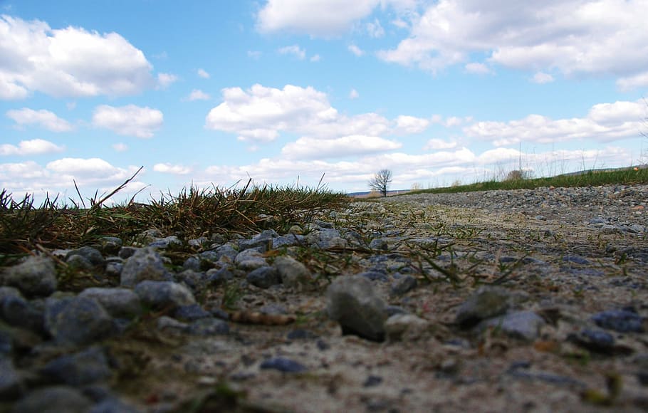 Pebbles, Ground, lane, flooring, steinchen, sky, cloud - sky HD wallpaper