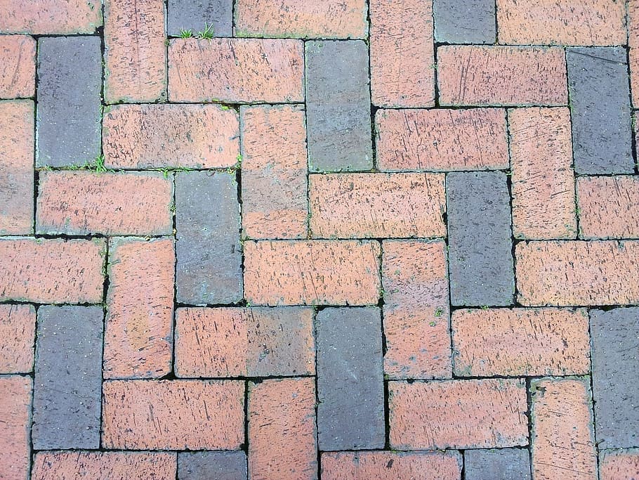 red and gray brick pavement, ground, texture, construction HD wallpaper