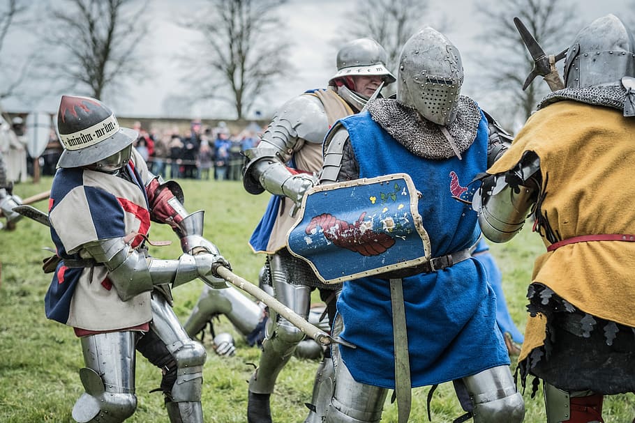 soldiers figurines, helm, armor, fight, war, knight, sword HD wallpaper
