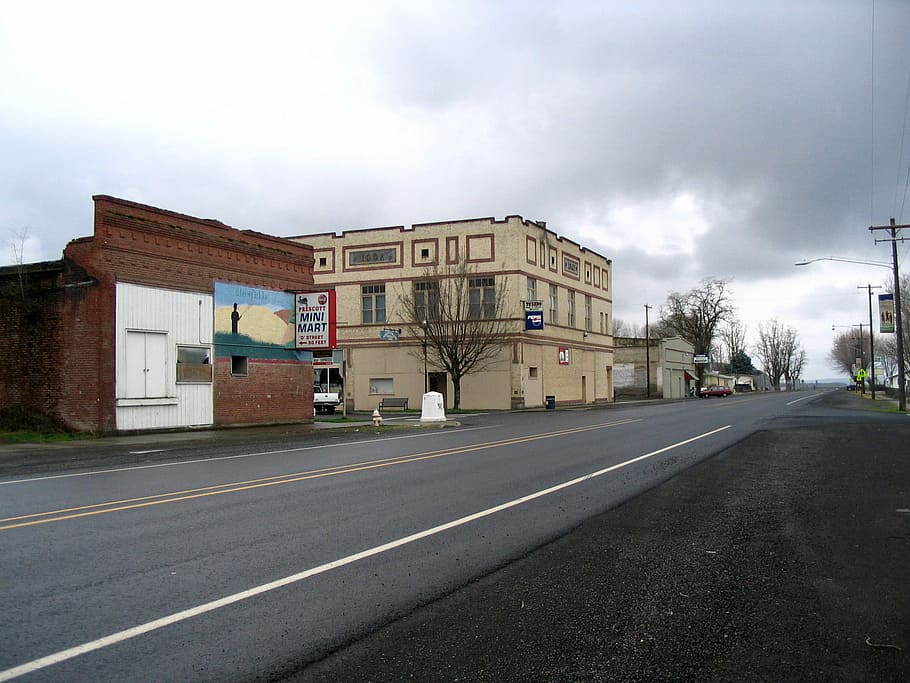 Main intersection in Prescott, Washington, buildings, photos, HD wallpaper