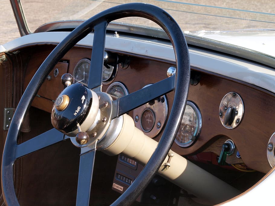 sunbeam, tourer, ford, steering, wheel, vintage, retro, transportation HD wallpaper