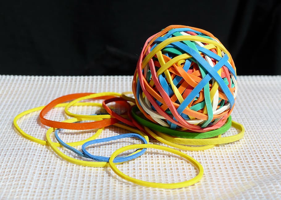 multicolored loom bonds, elastic bands, colour, ball, rubber