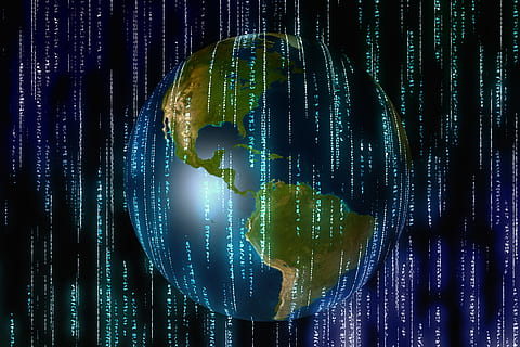 earth globe graphic wallpaper, binary, one, null, space, universe HD wallpaper