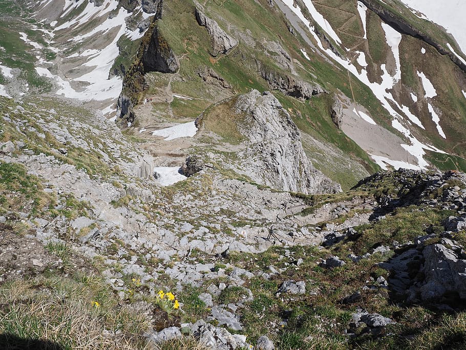 Steepness, Trail, Mountains, alpine, lenses ridge, climb, clamber, HD wallpaper