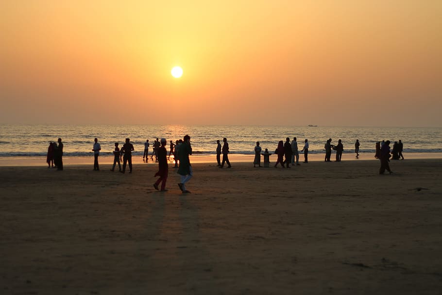 cox's bazar, sunset, beach, bangladesh, chittagong, sea, water, HD wallpaper