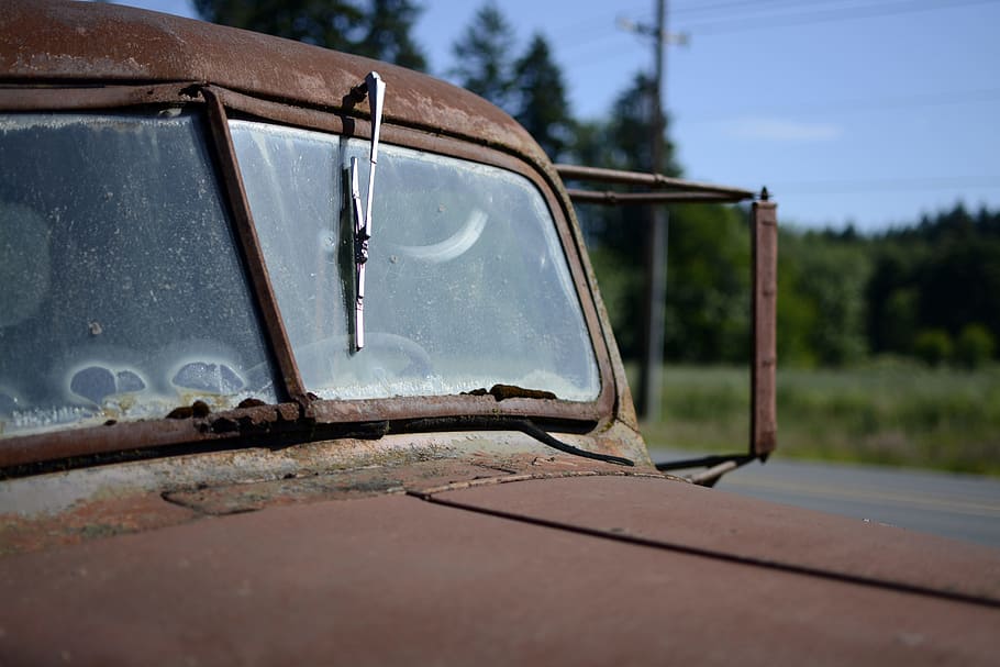 closed-up image of red car, classic brown vehicle, photography HD wallpaper