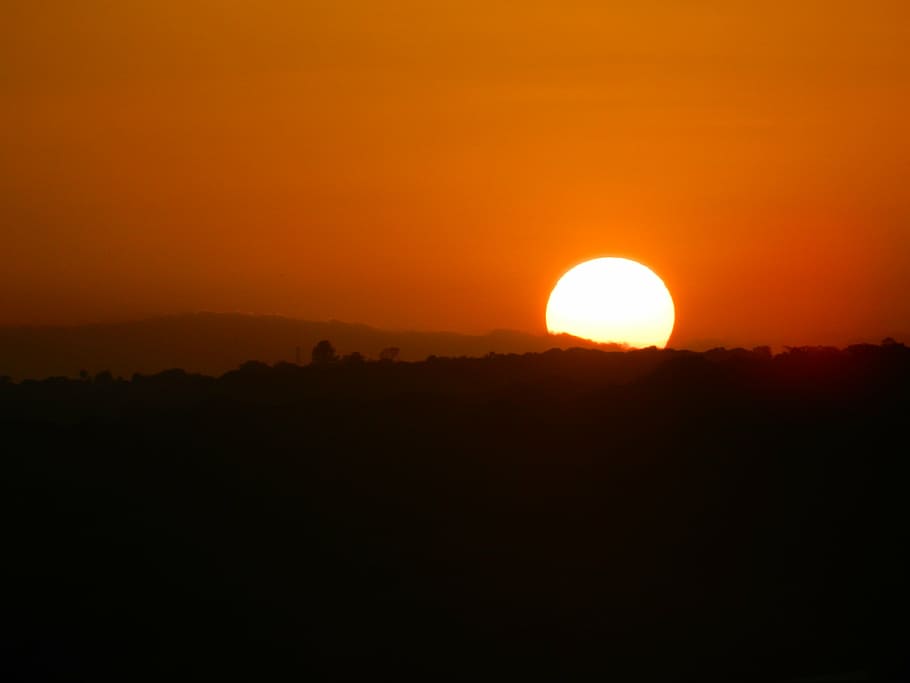 sunset, landscape, sol, eventide, orange sunset, horizon, beauty in nature HD wallpaper
