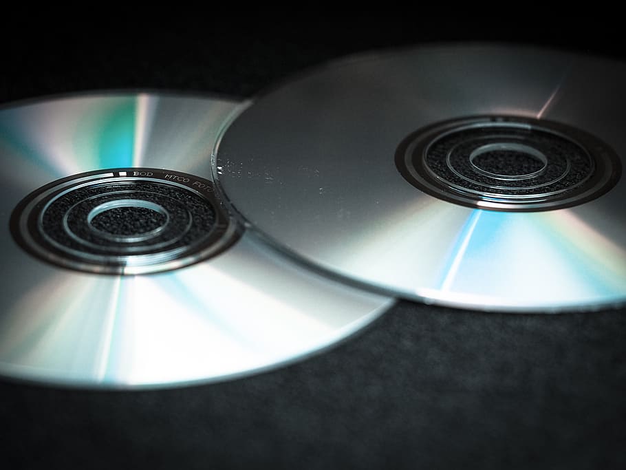 two gray discs, dvd, cd, blank, computer, digital, silver, disk, HD wallpaper