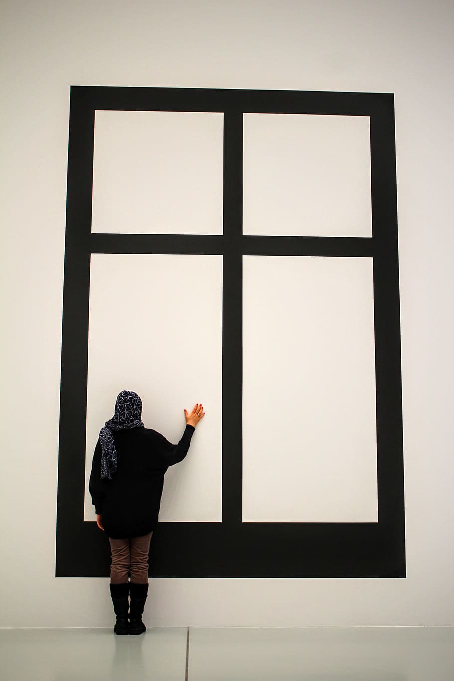 art, museum, window, visitors, see, headscarf, one person, indoors HD wallpaper