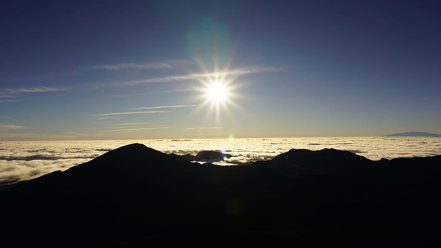 sun glare, landscape, nature, sky, dawn, schönwetter, light HD wallpaper