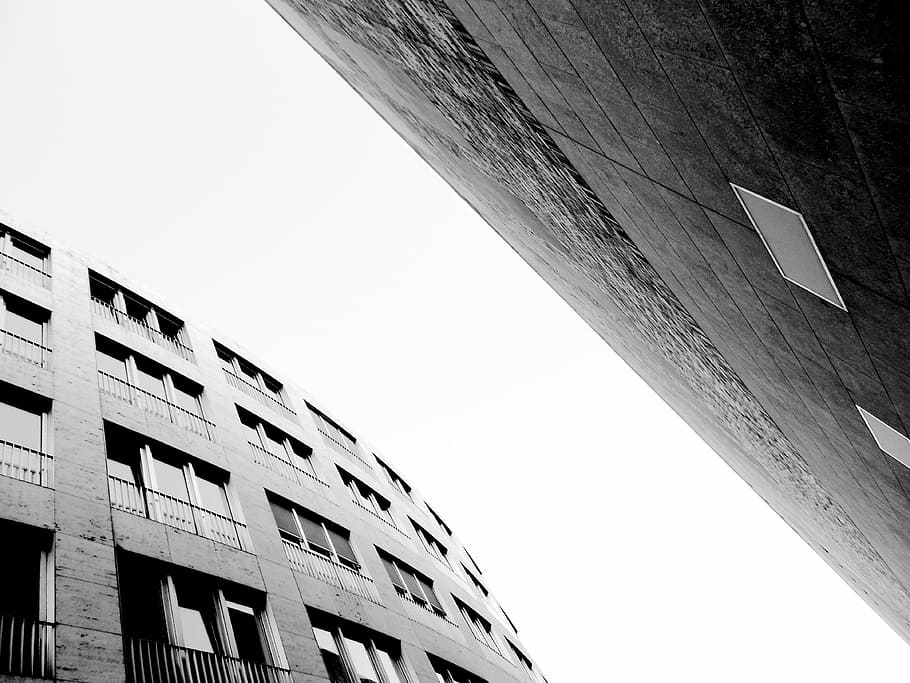 facade, building, modern, architecture, built Structure, black And White HD wallpaper