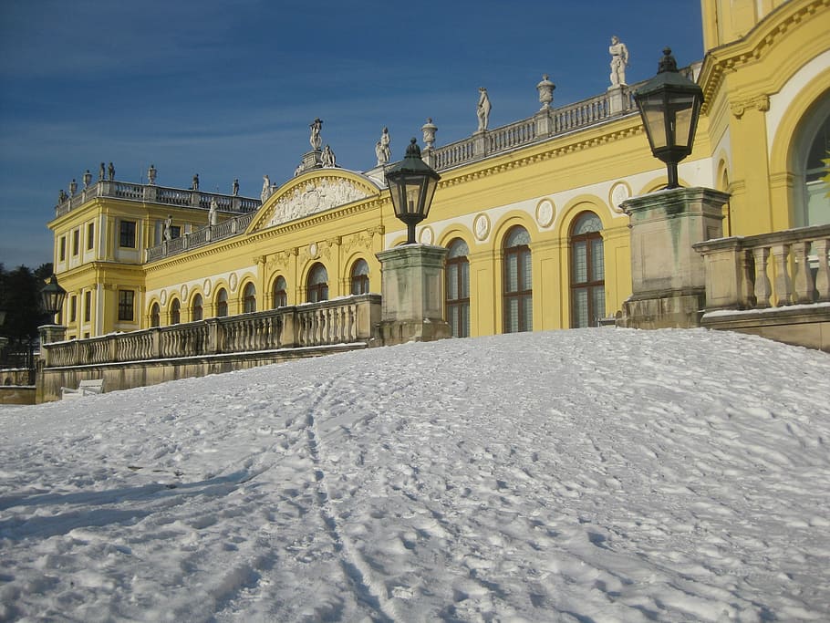 Castle, Winter, Kassel, Orangery, germany, architecture, building HD wallpaper