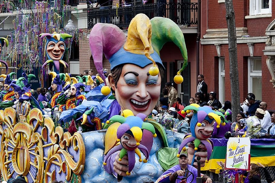 clown festival, mardi gras, new orleans, carnival, celebration, HD wallpaper