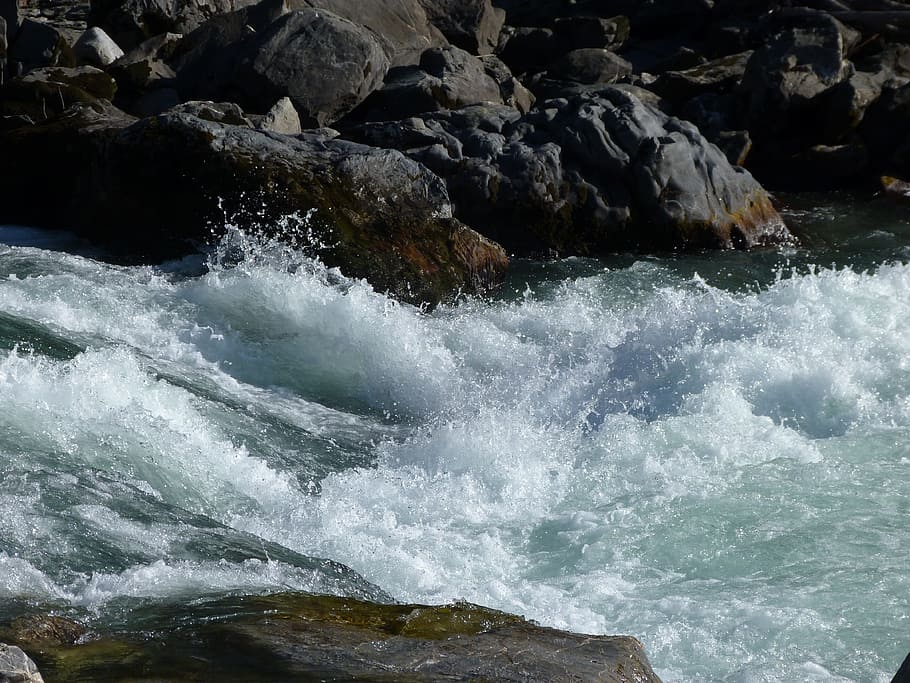 water, nature, river, spring, current, force, waves, whirlpool HD wallpaper