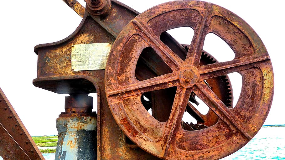 machine, old, rust, metal, antique, technology, rusty, obsolete HD wallpaper