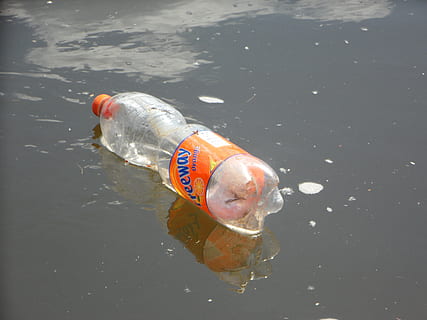 Freeway plastic bottle on body of water, pollution, garbage HD wallpaper