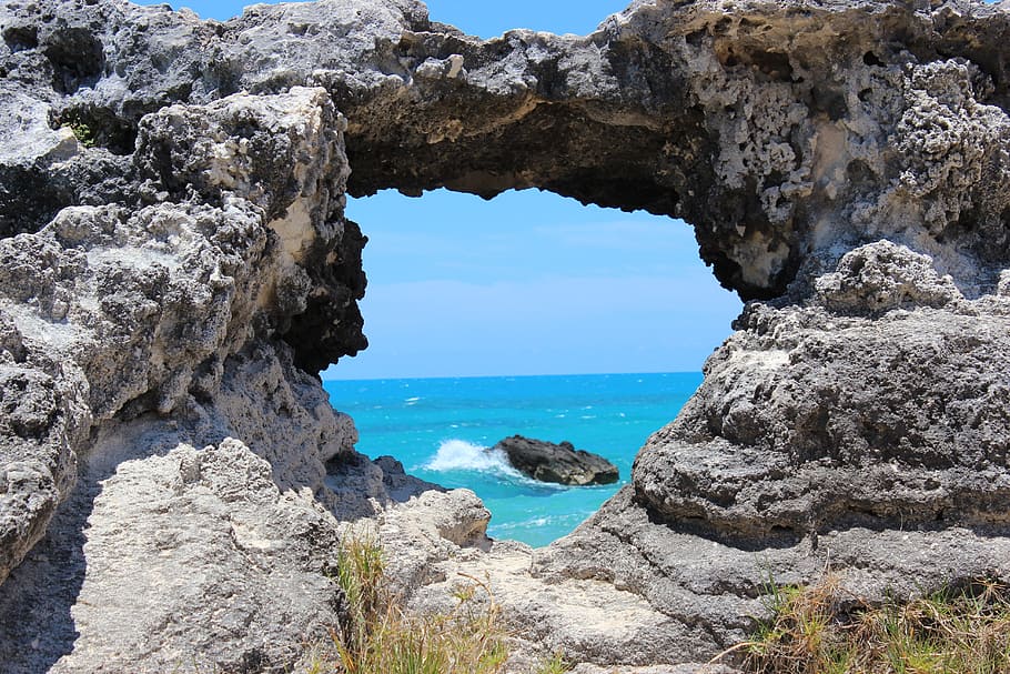 bermuda, water, amazing, ocean, sea, travel, image4, rock, rock - object, HD wallpaper