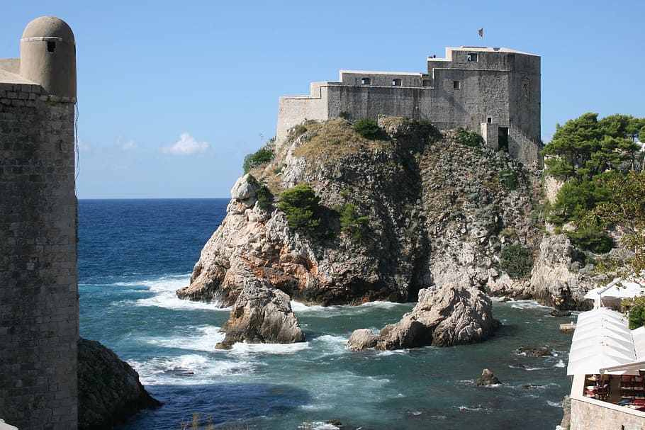 castle, debrovnik, sea, old, walls, historic, fortress, stone, HD wallpaper
