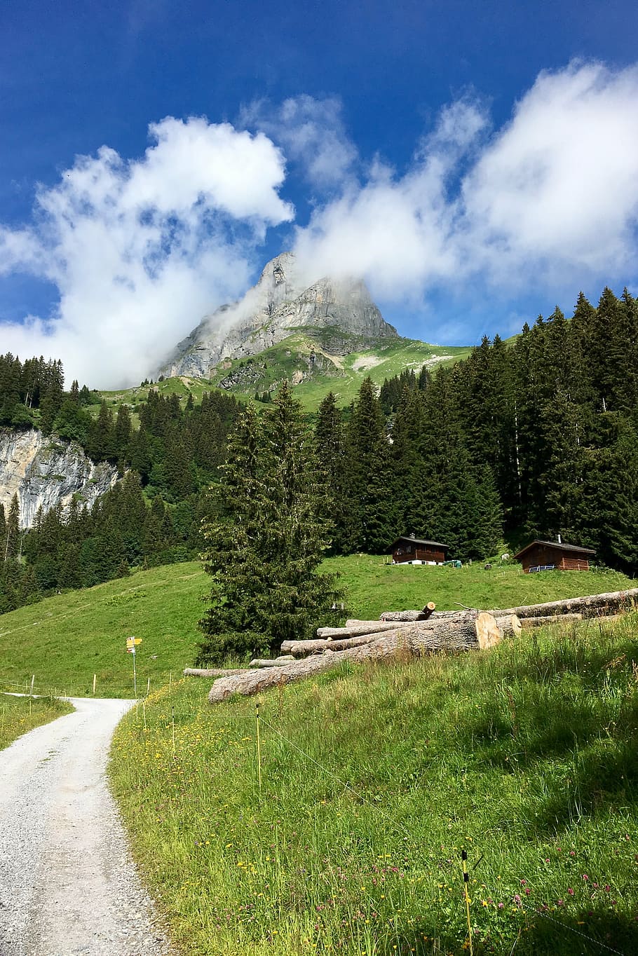 mountain, clouds, trail, landscape, sky, alpine, glarus, switzerland HD wallpaper