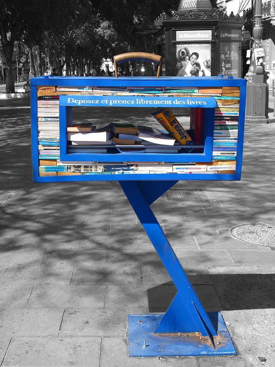 books, bookshelf, book stack, public, marseille, borrow, text HD wallpaper