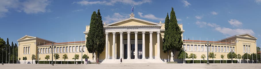 zappeios, athens, monuments, greece, sculpture, column, olympics HD wallpaper