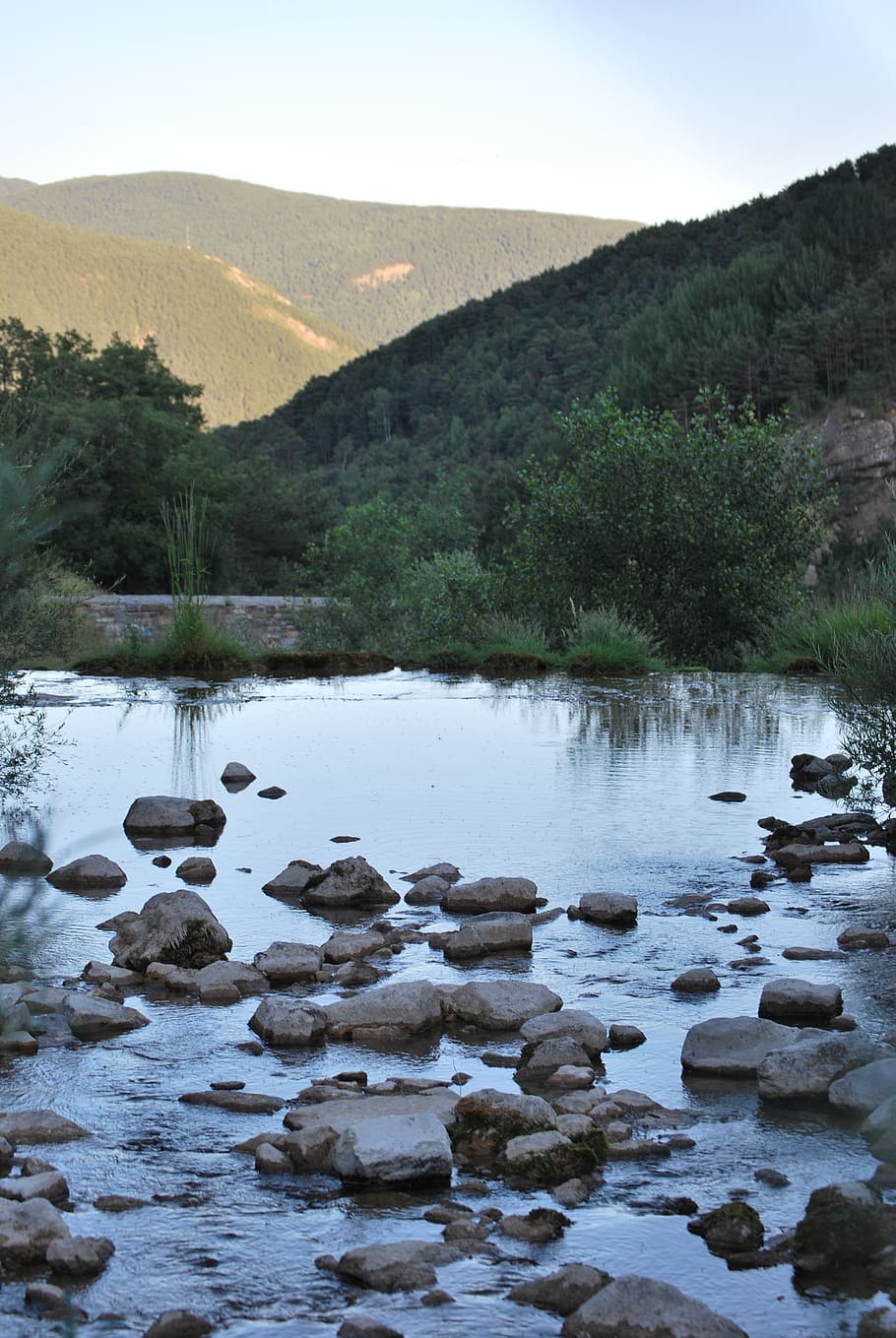 mountain, pyrenees, landscape, nature, high mountains, river HD wallpaper