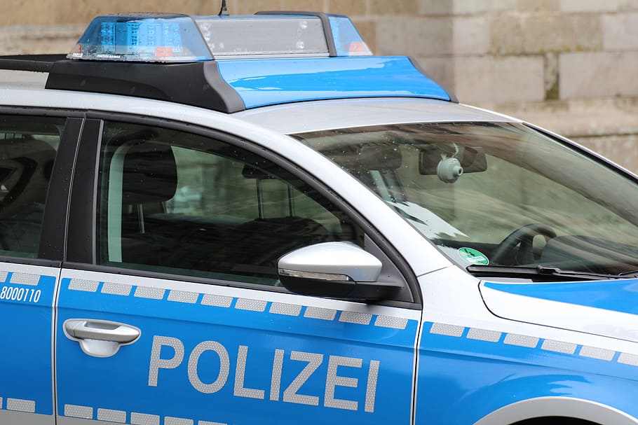 close-up photography of blue and white vehicle, police, use HD wallpaper