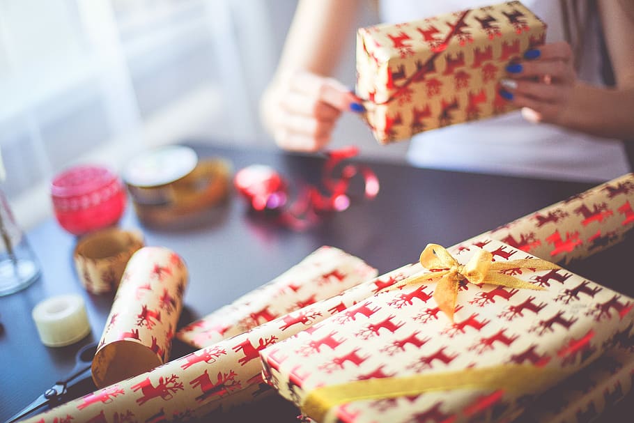 Christmas Gift Wrapping, christmas decoration, christmas gifts, HD wallpaper