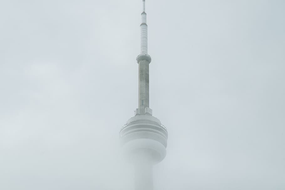 needle, building, tower, structure, infrastructure, fog, mist HD wallpaper