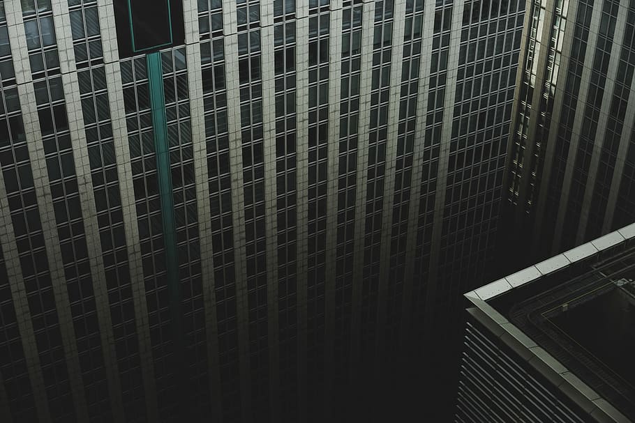 curtain wall high-rise building at daytime, aerial photography of high-rise curtain building HD wallpaper