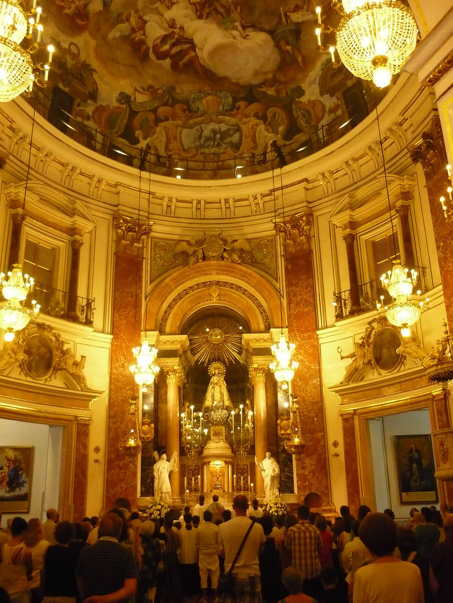 Basilica, Inside, Gold Mass, Valencia, church, architecture HD wallpaper